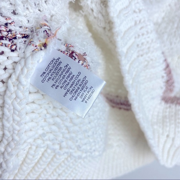 Loft Knit Colorful Cable Cream Sweater Size Medium - Picture 3 of 3